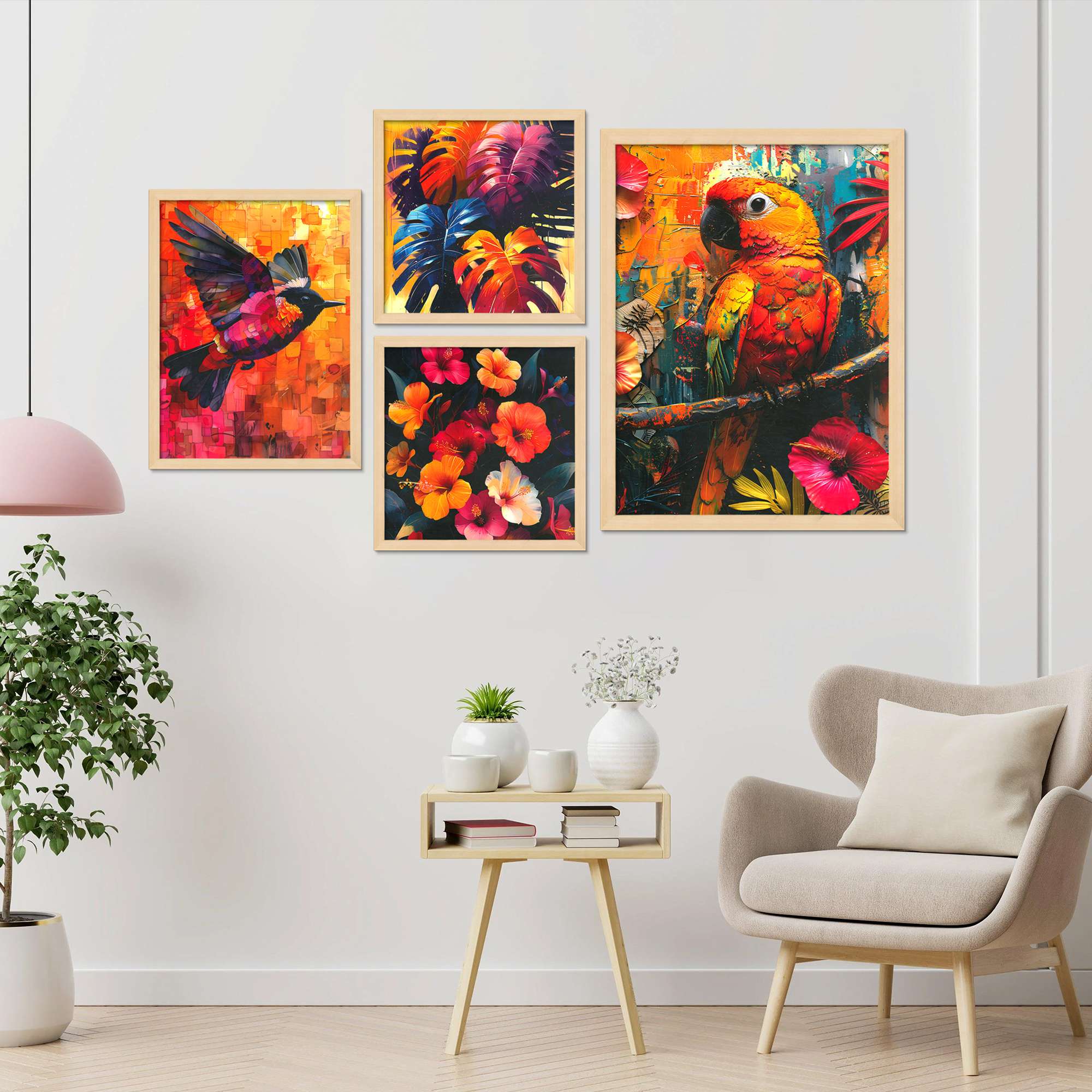SET OF 4 DIGITAL WALL PAINTING